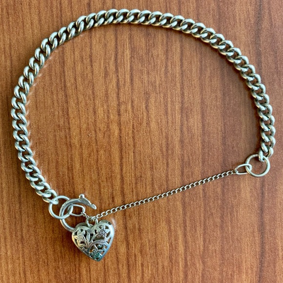 Sterling Silver Heart Charm Bracelet .925 - Picture 2 of 7